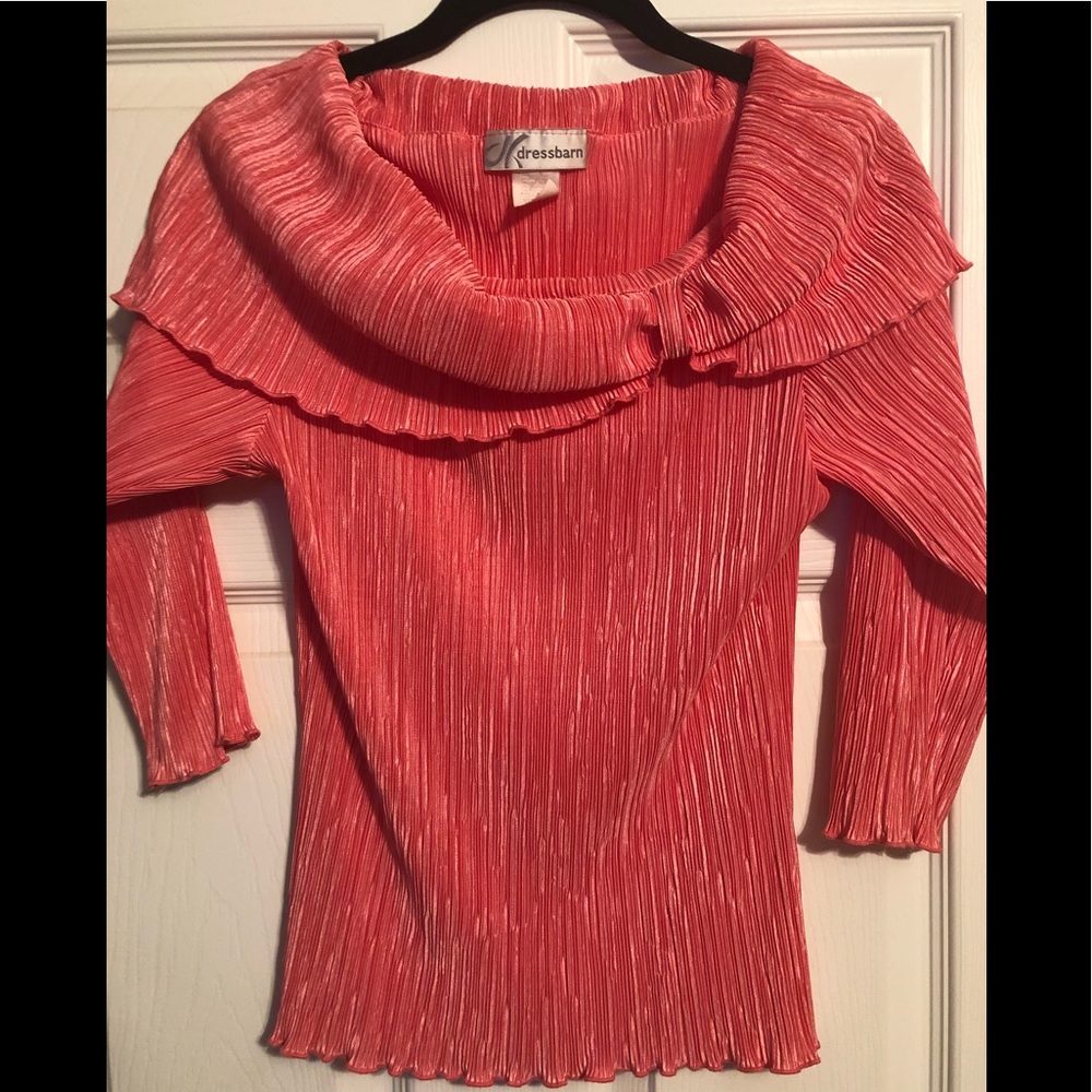 Dressbarn Coral Off Shoulder Crinkle Blouse